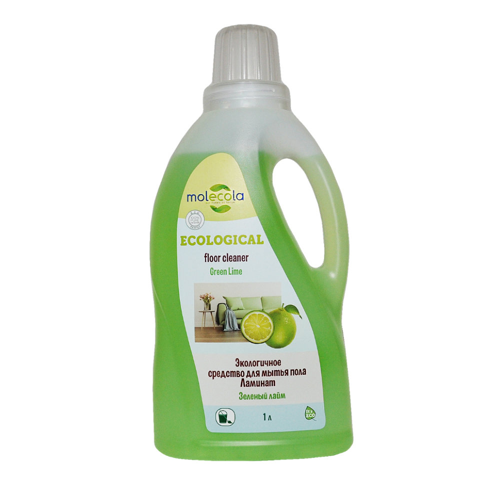 MOLECOLA - Универсальное средство для мытья пола Ламинат экологичное Зеленый лайм, 1 л