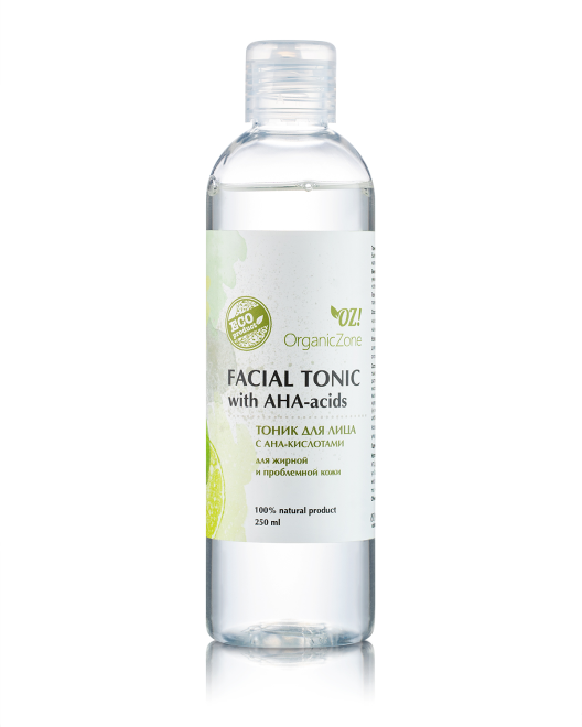 OrganicZone Тоник для лица с АНА-кислотами (для жирной и проблемной кожи), 250 мл