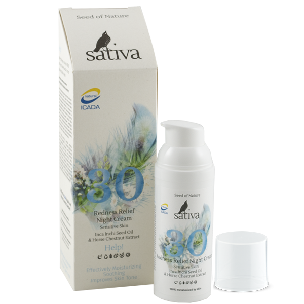 Sativa №30 Крем-флюид для лица для чувствительной легко краснеющей кожи (ночной), 50 мл