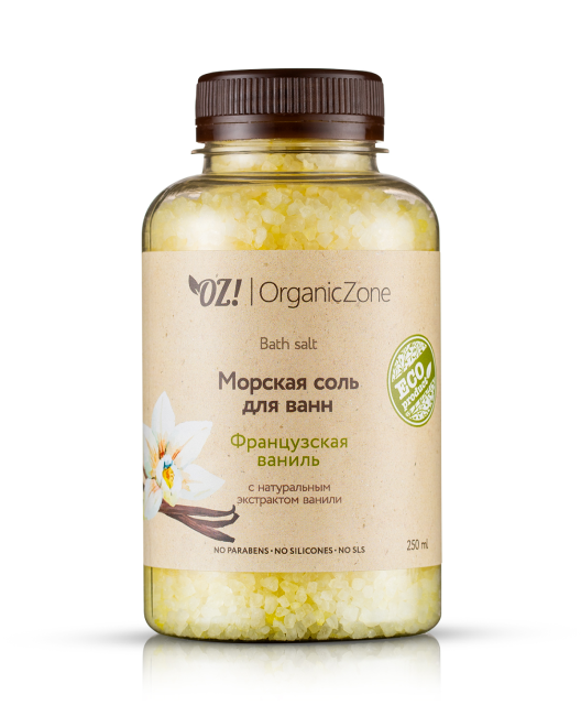 OrganicZone Соль морская для ванн "Французская ваниль", 250 мл