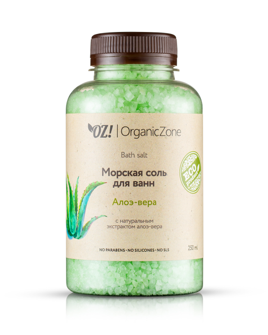 OrganicZone Соль морская для ванн "Алоэ-вера", 250 мл