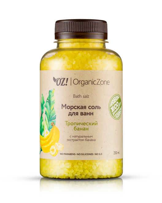OrganicZone Соль морская для ванн "Тропический банан", 250 мл