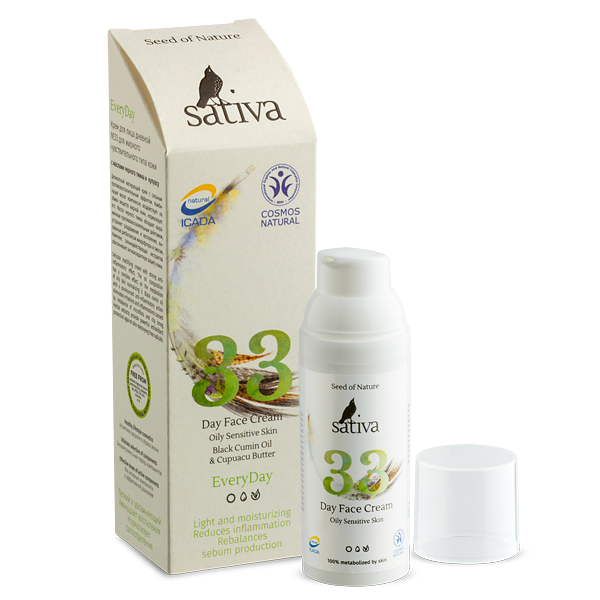 Sativa №33 Крем для лица для жирной чувствительной кожи (дневной), 50 мл