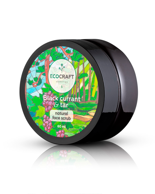 EcoCraft Скраб для лица для сухой и чувствительной кожи "Black currant and tar / Черная смородина и смола", 60 мл