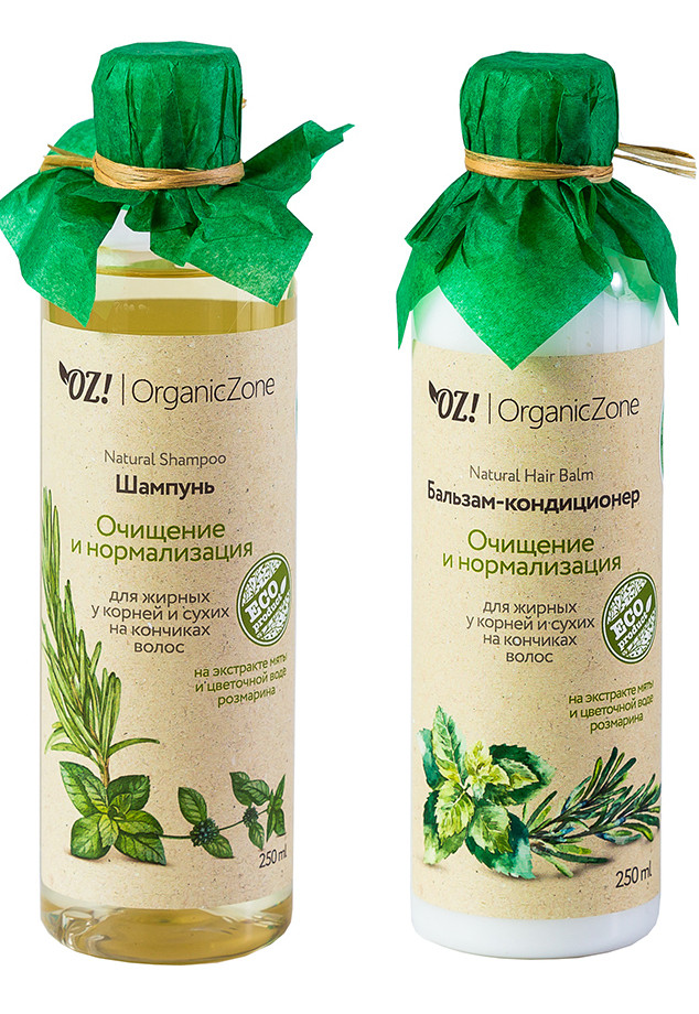 OrganicZone Комплект из шампуня и бальзама "Очищение и нормализация"