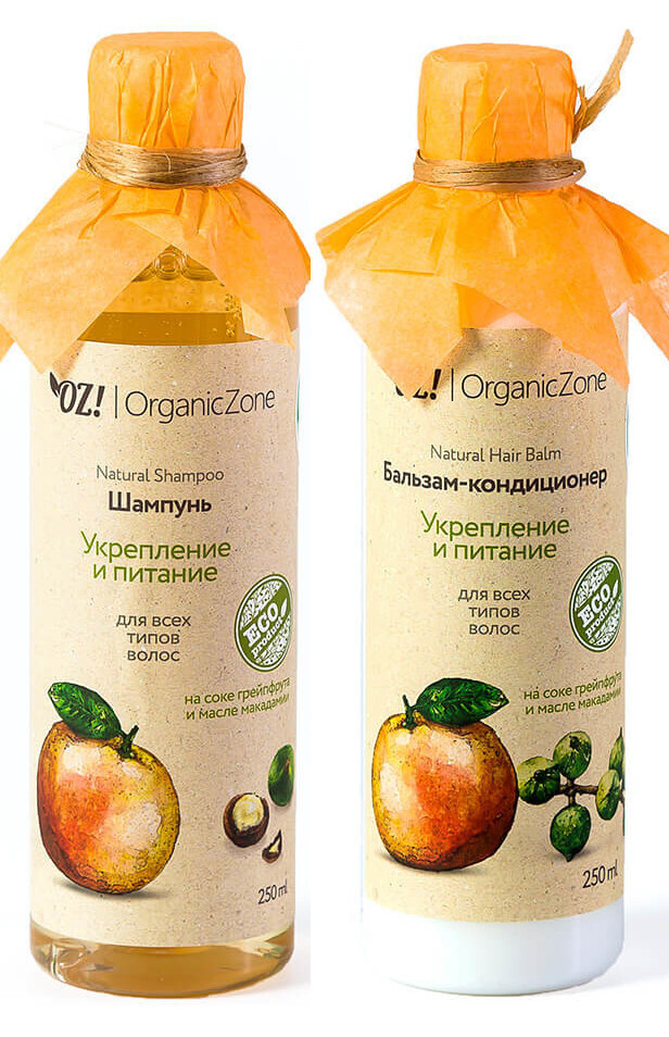 OrganicZone Комплект из шампуня и бальзама "Укрепление и питание"